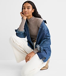 Petite Heathered Ribbed Mock Neck Sweater carousel Product Image 1