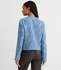 Tall Frayed Tweed Collarless Jacket carousel Product Image 2