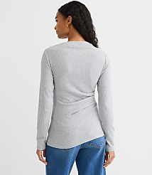 Petite Heathered Cozy Ribbed Asymmetric Neck Top carousel Product Image 3