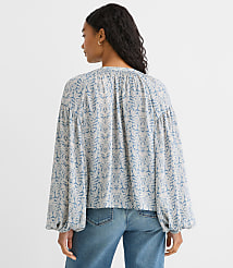 Petite Garden Smocked Ruffle V-Neck Blouse carousel Product Image 3