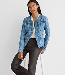 Tall Frayed Tweed Collarless Jacket carousel Product Image 3