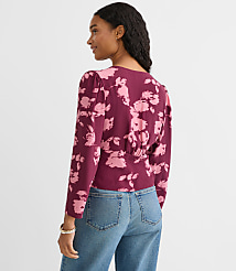 Floral Smocked V-Neck Blouse carousel Product Image 3