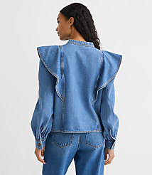 Ruffle Denim Shirt in Light Wash carousel Product Image 3