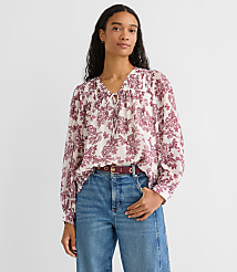 Geo Tucked Tie Neck Blouse carousel Product Image 2