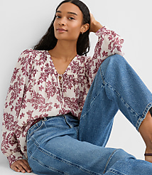 Geo Tucked Tie Neck Blouse carousel Product Image 1