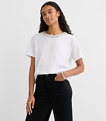 Crystal Beaded Neck Tee carousel Product Image 1