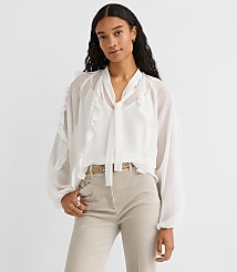 Ruffle Tie Neck Blouse carousel Product Image 1