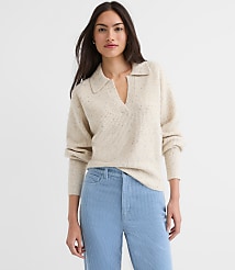 Flecked Ribbed Collared Sweater carousel Product Image 2