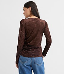 Mesh Velour Side Ruched Top carousel Product Image 2