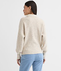 Flecked Ribbed Collared Sweater carousel Product Image 3