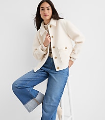 Boucle Faux Fur Collar Shirt Jacket carousel Product Image 4