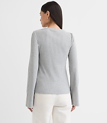 Heathered Ribbed Flare Sleeve Boatneck Top carousel Product Image 3