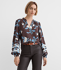 Petite Garden Ruffle Split Neck Blouse carousel Product Image 2
