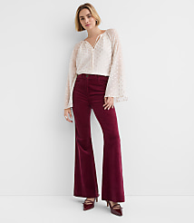 Petite Slim Flare Pants in Stretch Velvet carousel Product Image 1