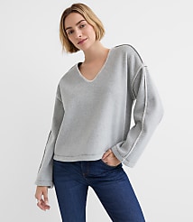 Heathered Whipstitch Fleece Top carousel Product Image 1