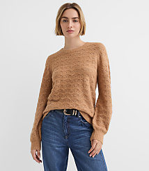 Fuzzy Pointelle Blouson Sweater carousel Product Image 1
