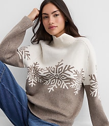 Petite Snowflake Modern Mock Neck Sweater carousel Product Image 1