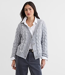 Lace Cable V-Neck Cardigan carousel Product Image 2