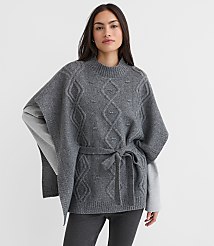 Bobble Cable Belted Poncho Sweater carousel Product Image 1