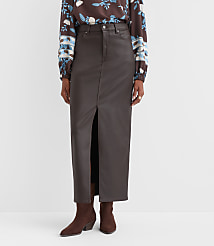 Petite Studded Denim Maxi Skirt in Classic Mid Wash carousel Product Image 2
