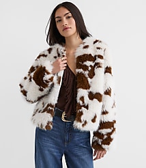 Spotted Faux Shearling Jacket carousel Product Image 5