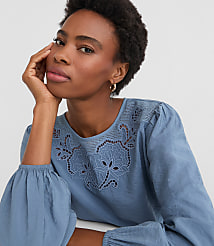 Petite Floral Embroidered Blouse carousel Product Image 2