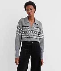 Fair Isle Ribbed Collared Sweater carousel Product Image 1