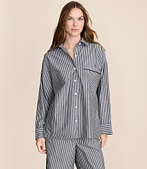 Striped Poplin Pajama Shirt carousel Product Image 1