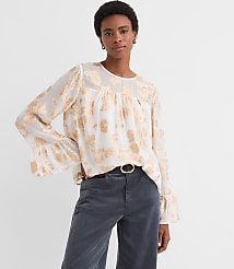Shimmer Jacquard Ruffle Cuff Blouse carousel Product Image 2