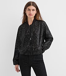 Petite Sequin Bomber Jacket carousel Product Image 1