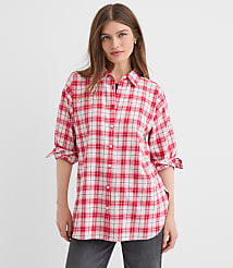 Petite Plaid Flannel Everyday Oversized Tunic Shirt carousel Product Image 2
