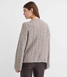 Heathered Wide Sleeve Cable Sweater carousel Product Image 2