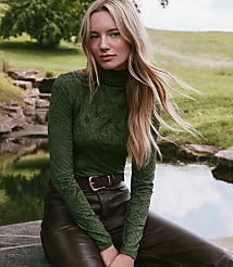 Lace Print Jersey Turtleneck Top carousel Product Image 1