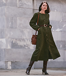 Corduroy Seamed Belted Midi Pocket Dress carousel Product Image 1