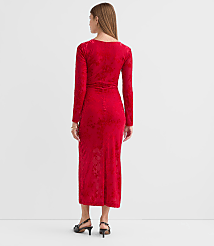Petite Floral Velvet Ruched Midi Dress carousel Product Image 3
