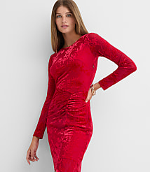 Petite Floral Velvet Ruched Midi Dress carousel Product Image 2