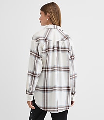 Petite Plaid Flannel Everyday Oversized Tunic Shirt carousel Product Image 2