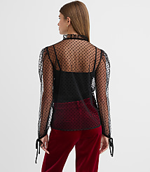 Velvet Dot Tulle Bow Blouse carousel Product Image 3