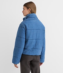 Denim Puffer Jacket in Light Wash carousel Product Image 3