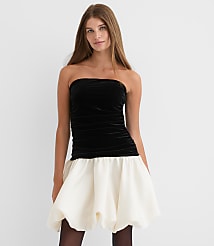 Velvet Strapless Bubble Mini Pocket Dress carousel Product Image 3