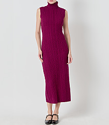 English Factory Cable Knit Mock Neck Midi Dress carousel Product Image 1