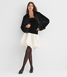 Petite Velvet Strapless Bubble Mini Pocket Dress carousel Product Image 3