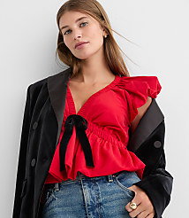 Velvet Bow Flutter Peplum Top carousel Product Image 4