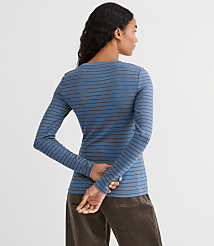 Striped Micro Modal Crew Neck Long Sleeve Tee carousel Product Image 3