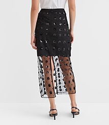 Petite Floral Sequin Overlay Midi Skirt carousel Product Image 2