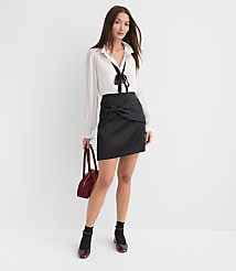 Petite Satin Bow Mini Skirt carousel Product Image 1