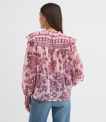 Shimmer Floral Smocked Ruffle Blouse carousel Product Image 2