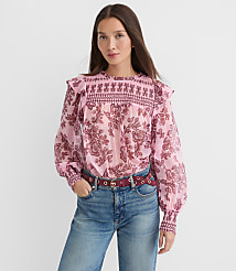 Shimmer Floral Smocked Ruffle Blouse carousel Product Image 3