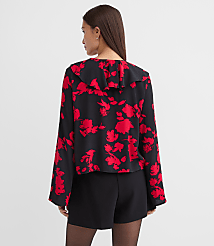 Floral Bow Ruffle Collar Blouse carousel Product Image 3