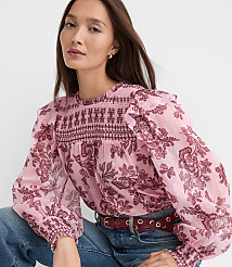 Shimmer Floral Smocked Ruffle Blouse carousel Product Image 1